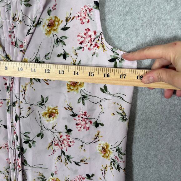 Bobeau Blouse Small Pink‎ Floral Pintuck Flowy Sheer Popover Feminine Cottage - Picture 8 of 12